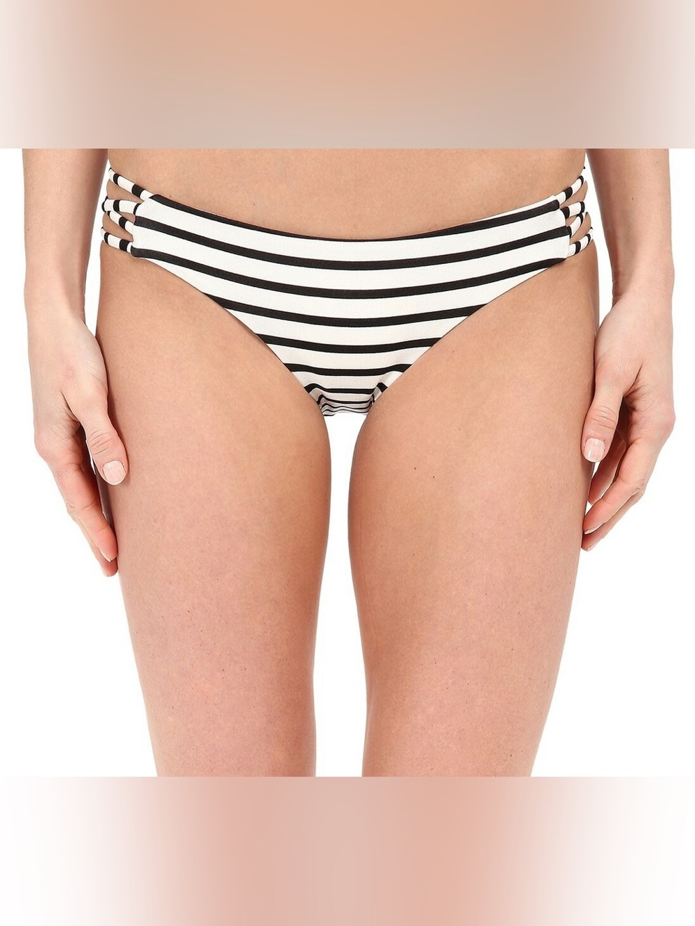 Amuse Society Black & White Striped Black Serena Stripe Bikini Bottom